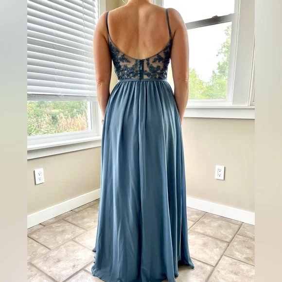 Azazie Tansy Formal Bridesmaid Dress in Twilight (Blue) Size 4 (A4) - Picture 2 of 4